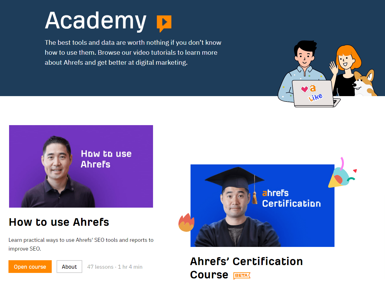 Ahrefs Academy's page 