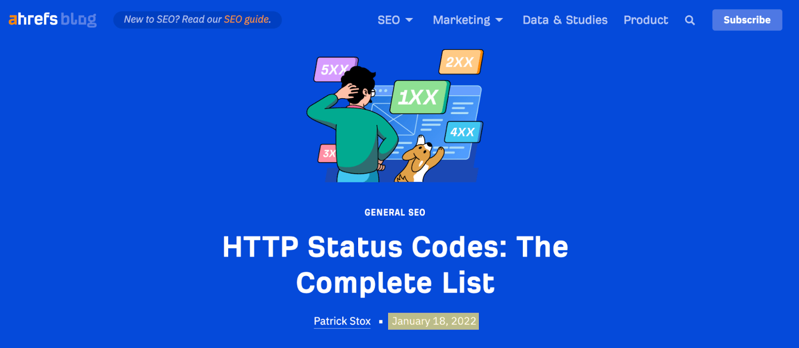 Excerpt of title and date of our blog post on HTTP status codes 
