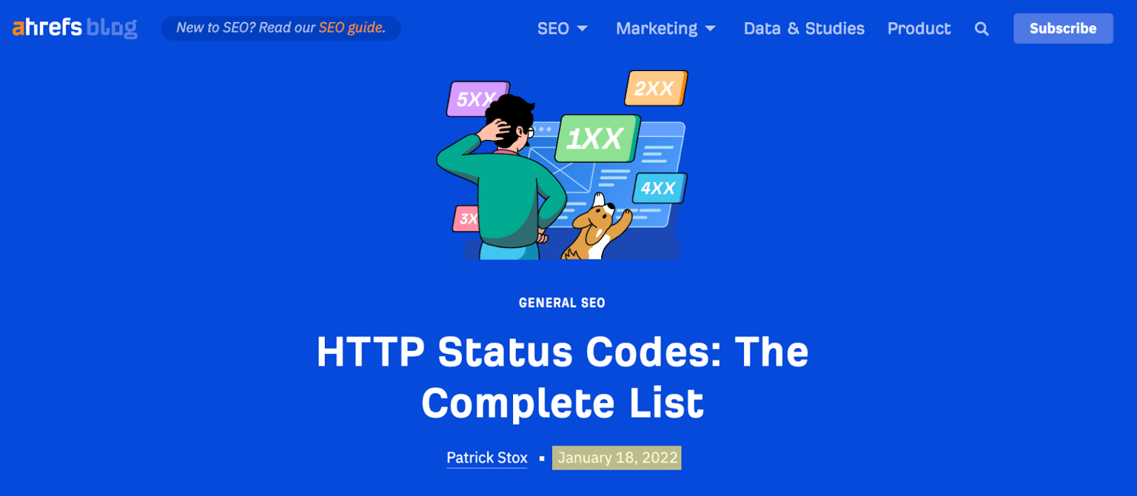 Trecho do título e data de nossa postagem no blog sobre códigos de status HTTP