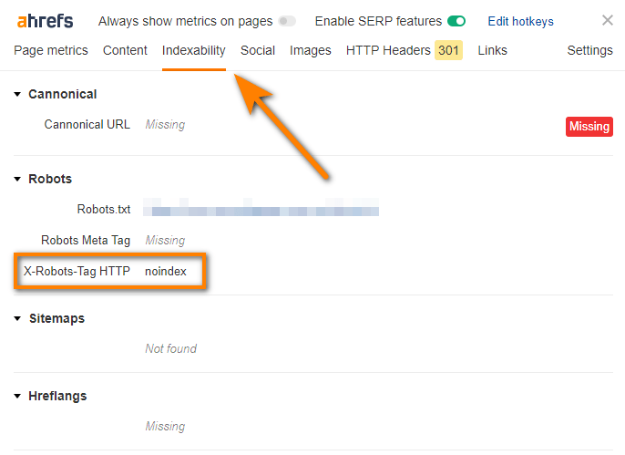 noindex directive in http headers