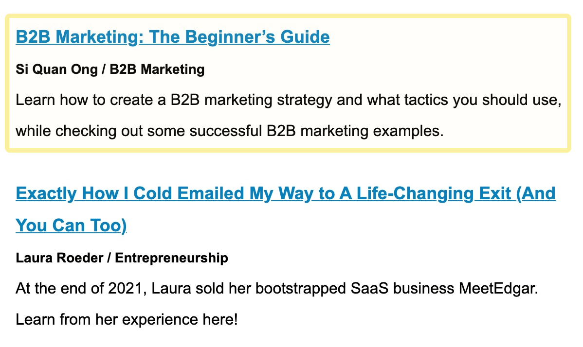 Short write-up of "B2B marketing" article in #SEOFOMO newsletter 
