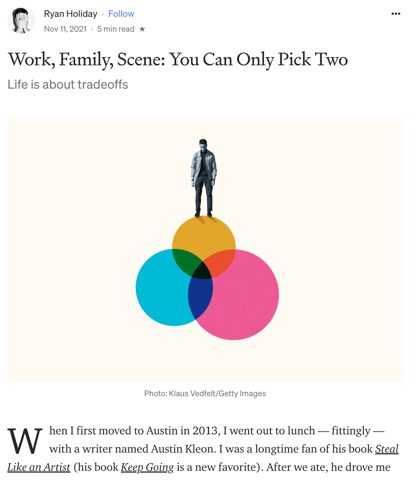 Excerpt of "Work, Family, Scene" article republished on Forge
