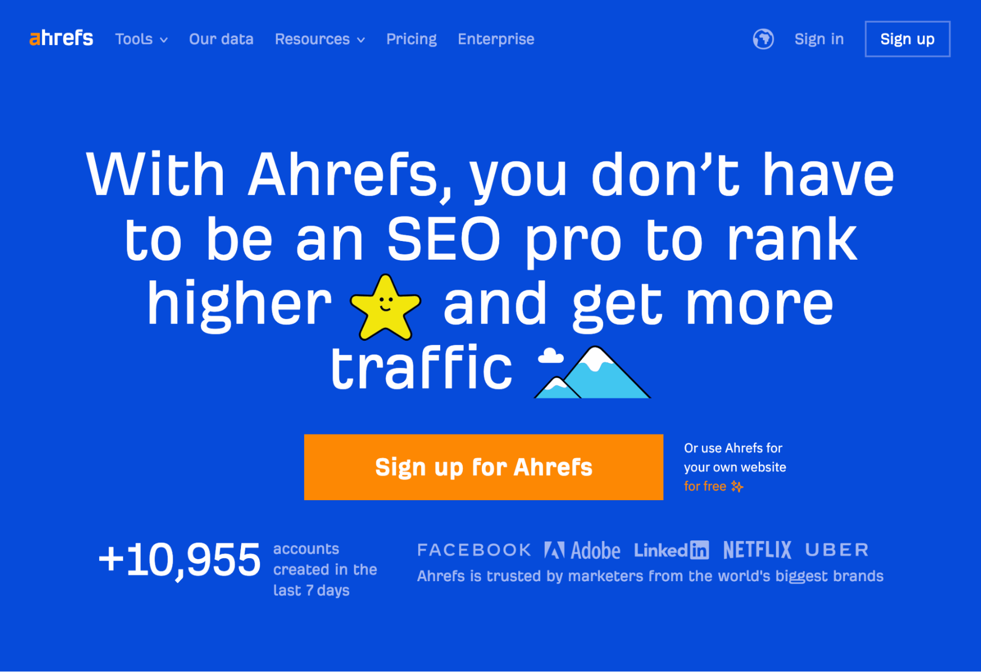 Ahrefs' homepage