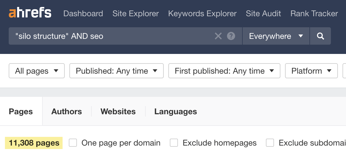 Content Explorer search of 