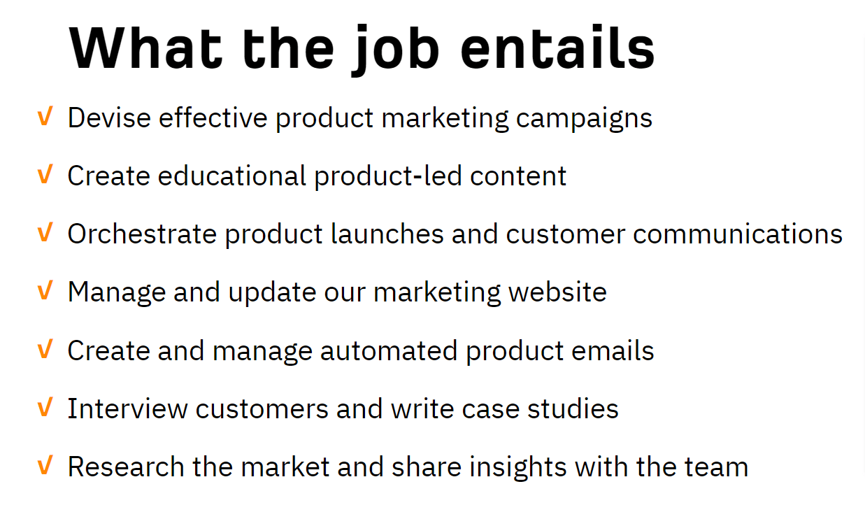 List of product marketer's responsibilities 