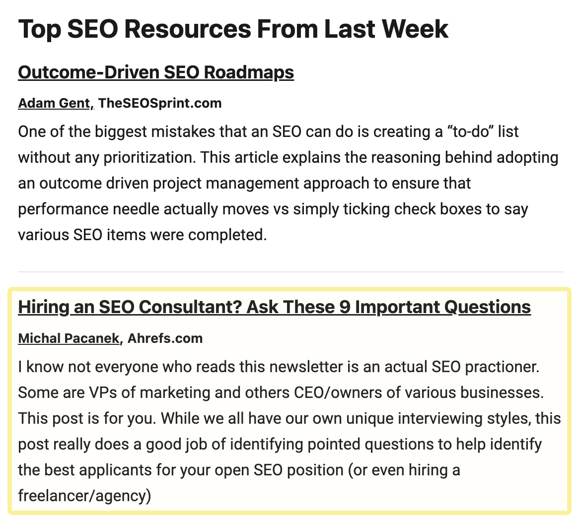 How we drive more traffic to blog posts by being featured in newsletters like SEO for Lunch.