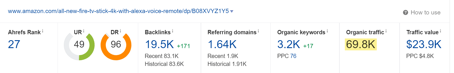 Bir sayfanın organik trafiğini kontrol etmek için Site Gezgini'ni kullanın