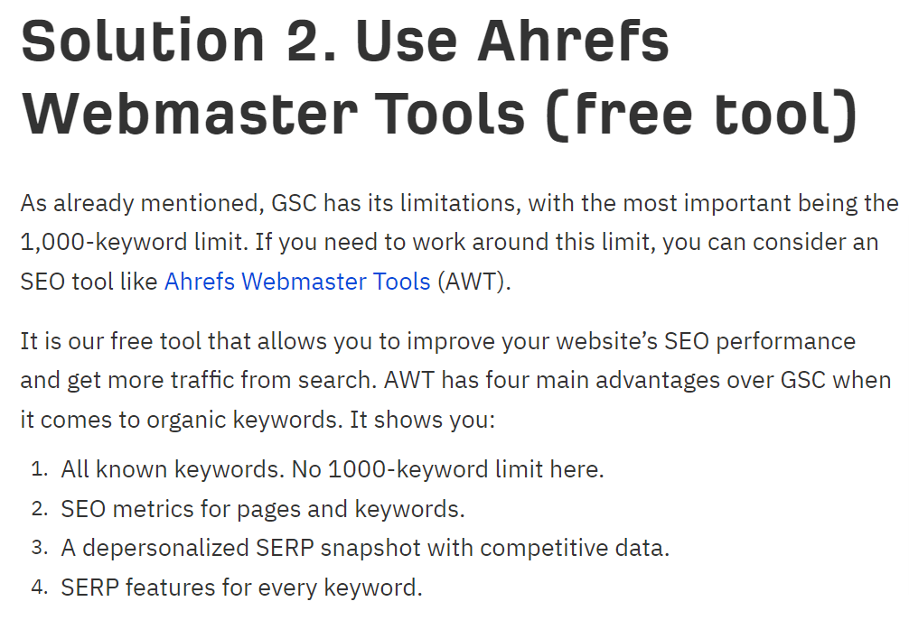 Excerpt of Ahrefs blog article about AWT