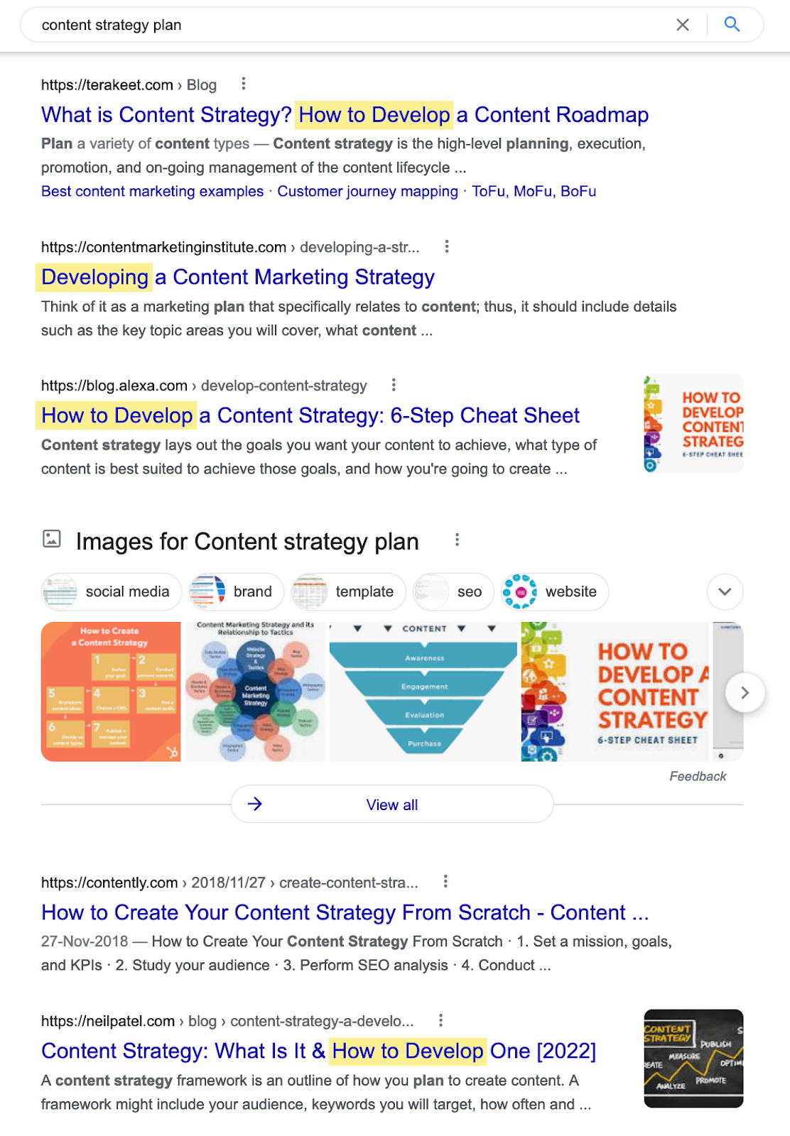 5-plan de stratégie de contenu google-serp