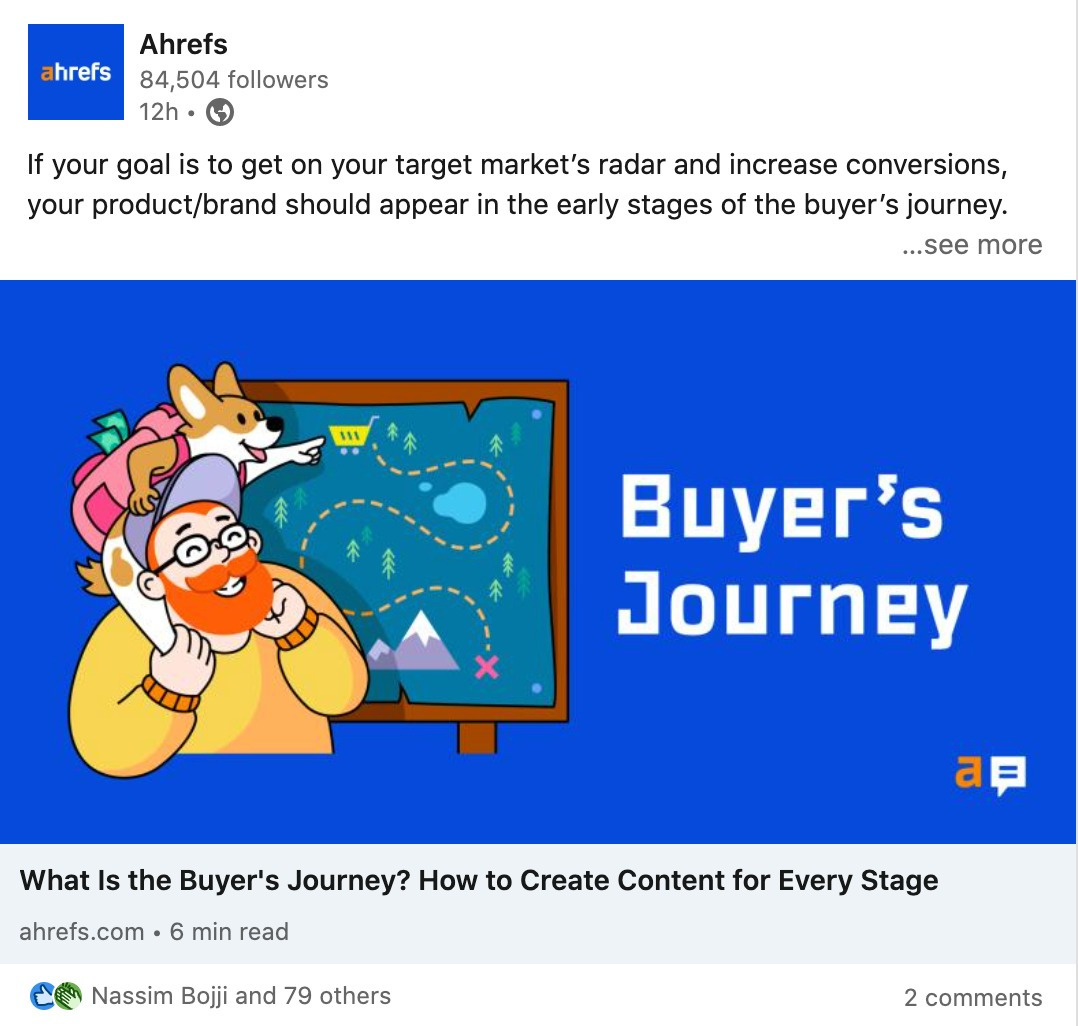 "Buyer's journey" article shared on LinkedIn 