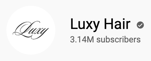 Luxy Hair's logo; below it is no. of subscribers 