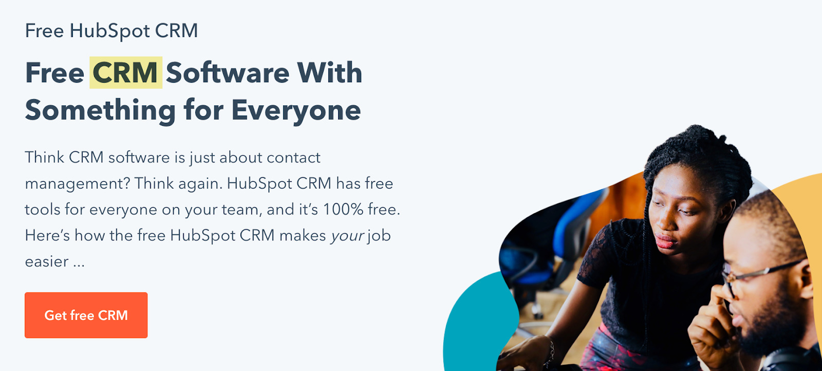 H1 on Hubspot's webpage about its CRM software
