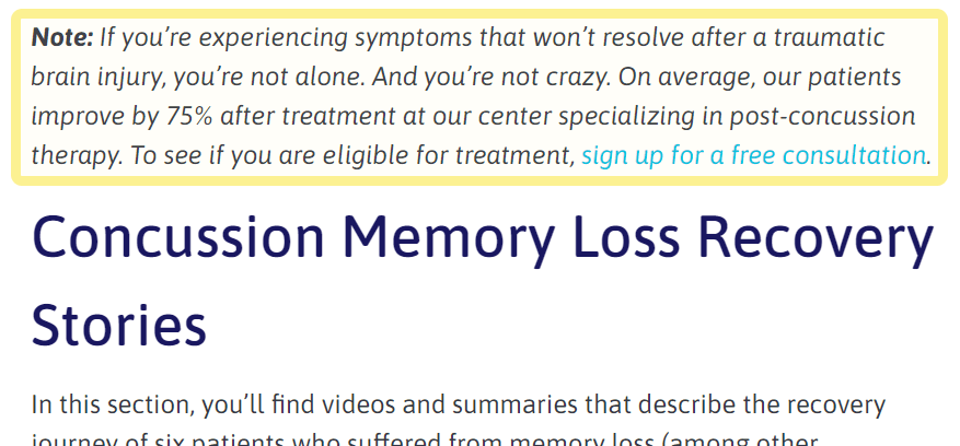 CTA about symptoms after a traumatic brain injury 