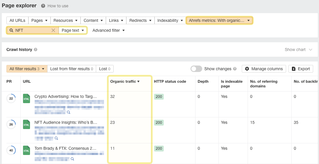 Finding internal link opportunities in Ahrefs' Site Audit