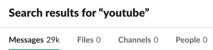 Data on search results for YouTube; below, "29K" appears next to "Messages"