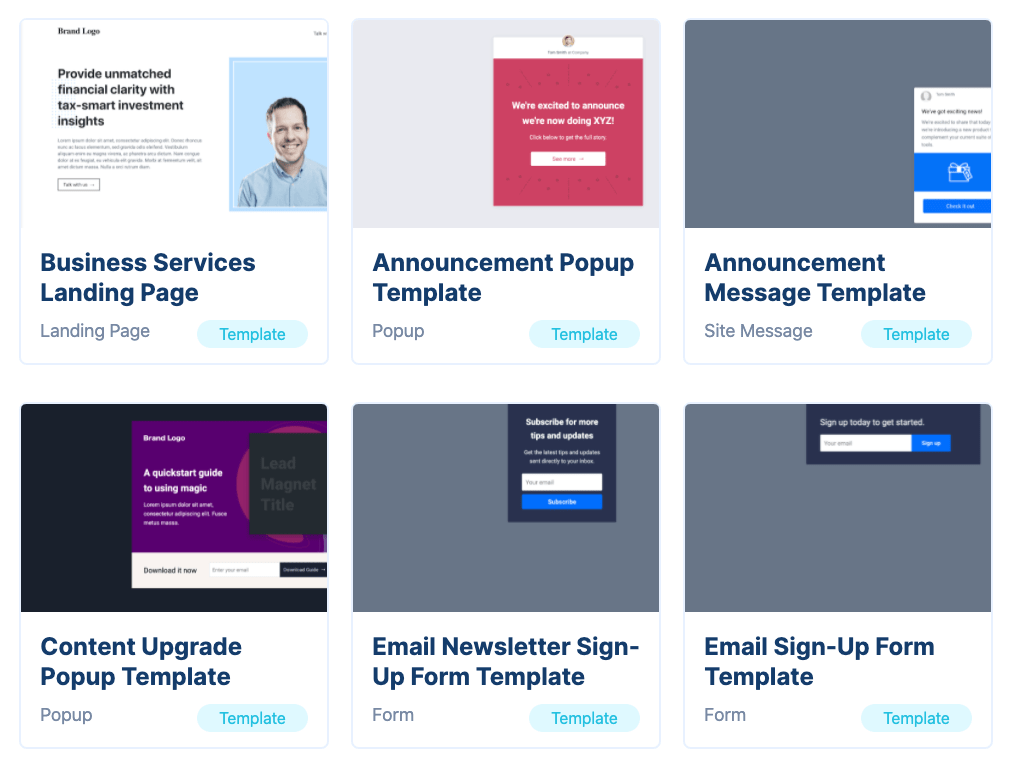 Various ConvertFlow templates in grid format