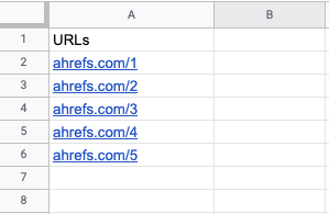 Crawl URLs in spreadsheet
