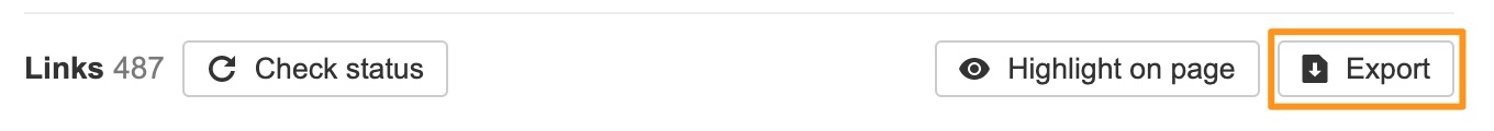Click "Export" to export the list of outgoing links as a .csv file.