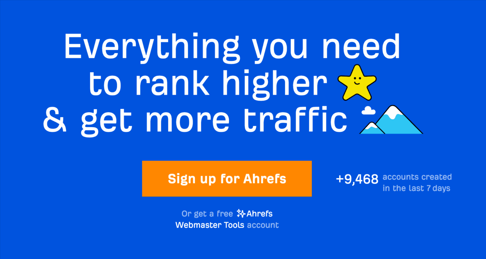 Sentence on Ahrefs' homepage summarizing what our toolset is all about