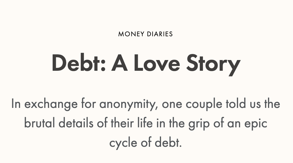 Excerpt of Wealth Simple's article where a couple shares their experiences dealing with debt