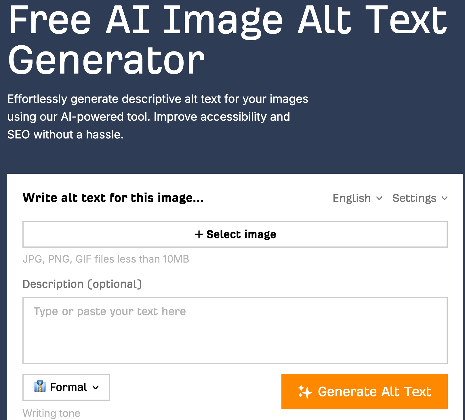 Our free AI image alt text generator