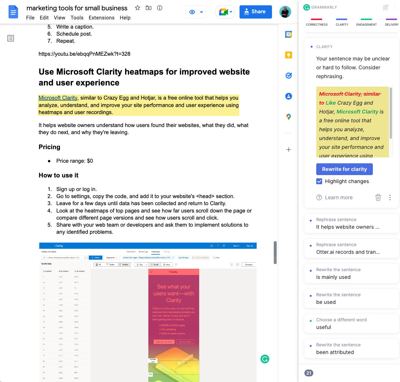 Grammarly extension in a Google Doc