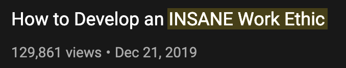 Title with the words "How to Develop an INSANE Work Ethic" 