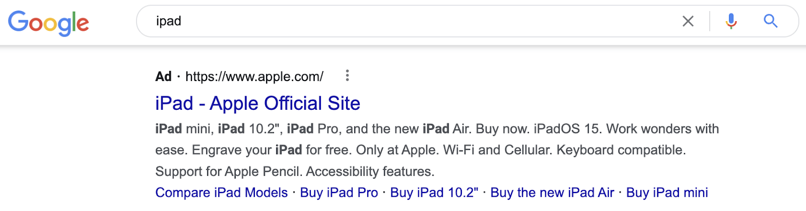 Example PPC ad in Google