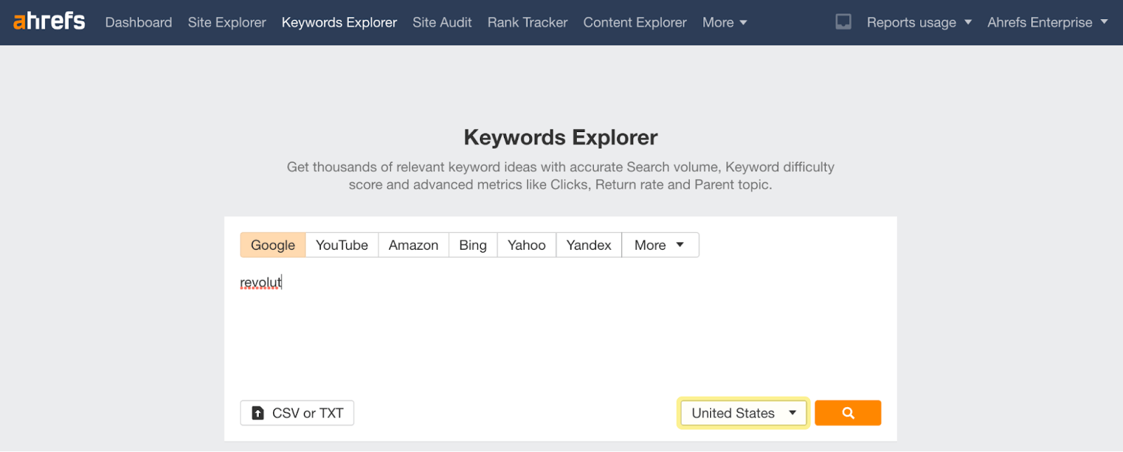 Ahrefs' Keywords Explorer tool
