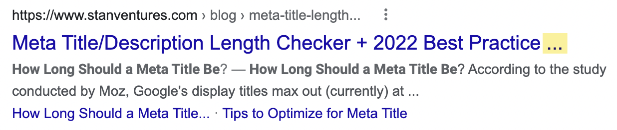 Example of a truncated blog title in the search results.