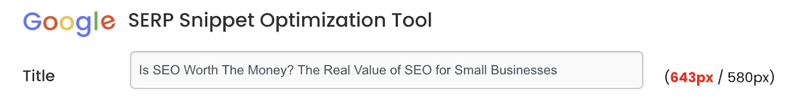 Checking the length of a blog title using a free title tag checker. 