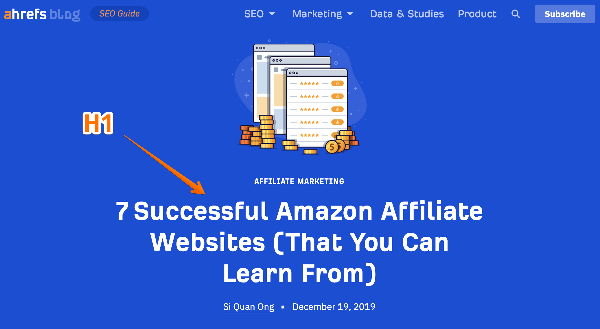 The <title> of this page is "7 Successful Amazon Affiliate Websites"