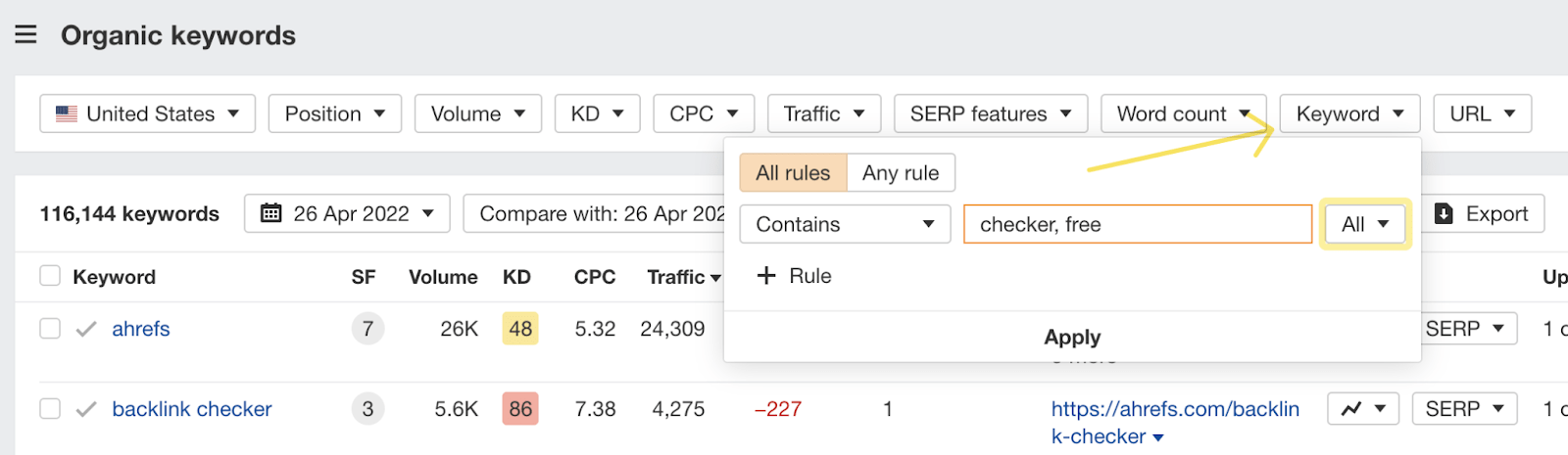 Comma-separated values in text filters