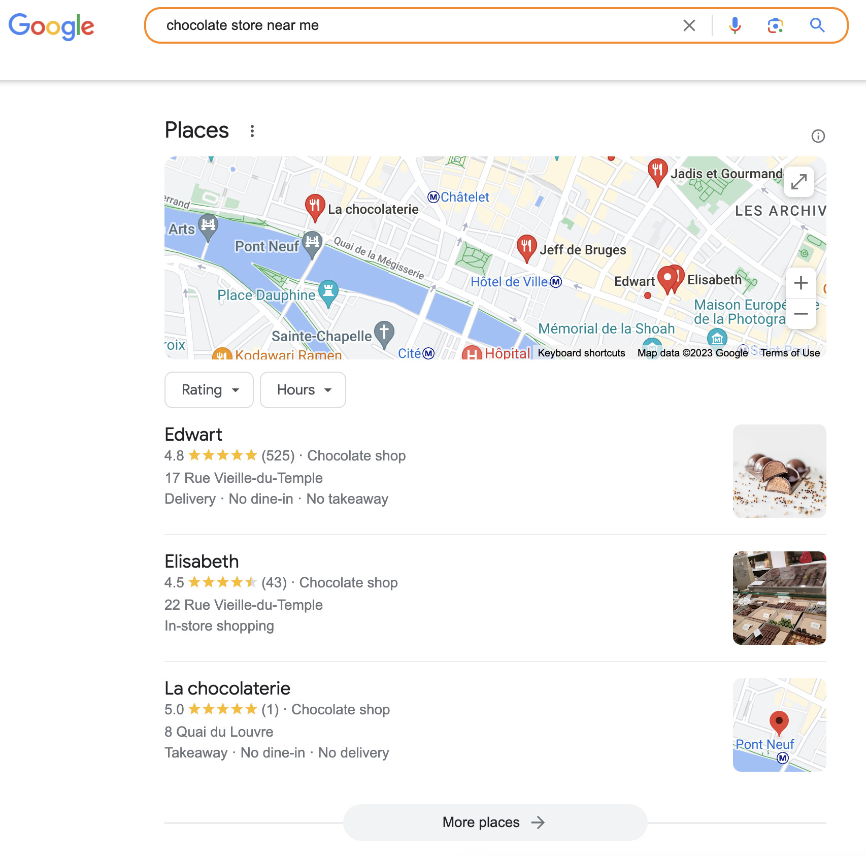 local search results for google business profiles