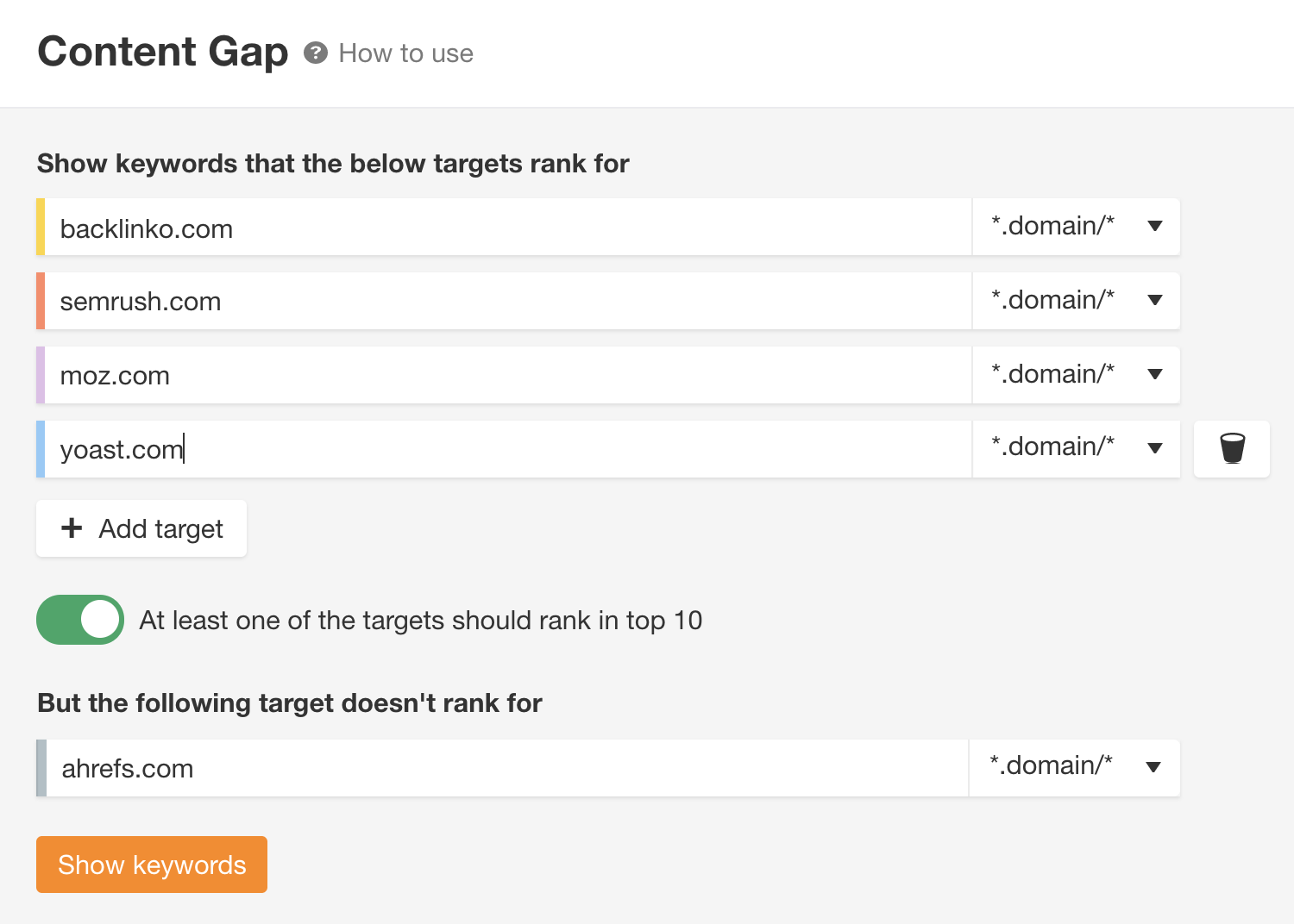 Ahrefs Content Gap （内容差距机会）工具