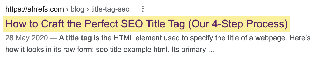 Title tag in Google search