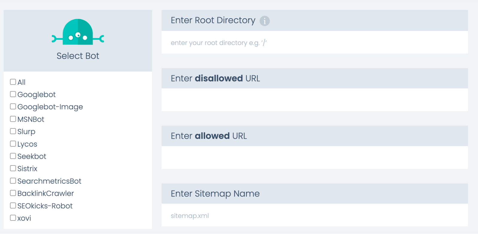 Page to create individual rules