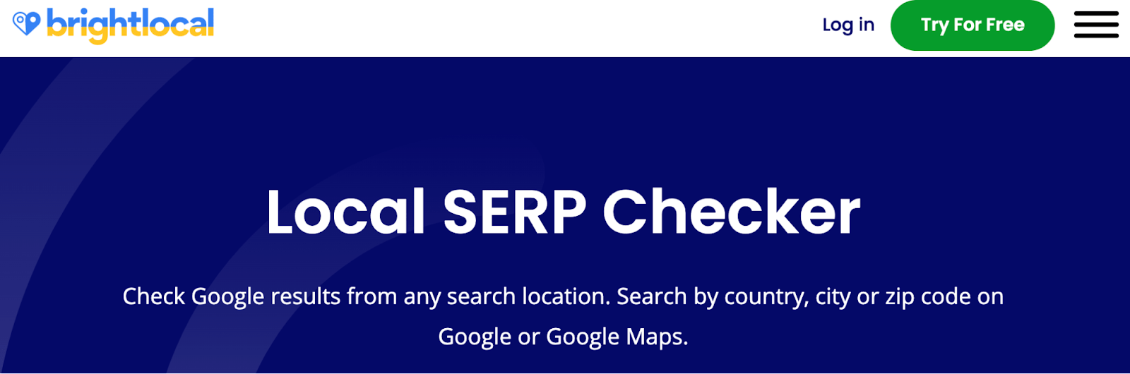 BrightLocal's local SERP checker tool