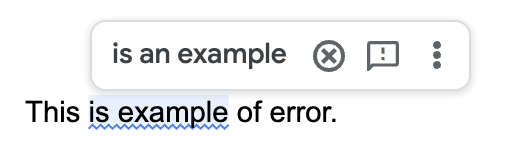 Exemple de Google Docs mettant en évidence une erreur grammaticale 