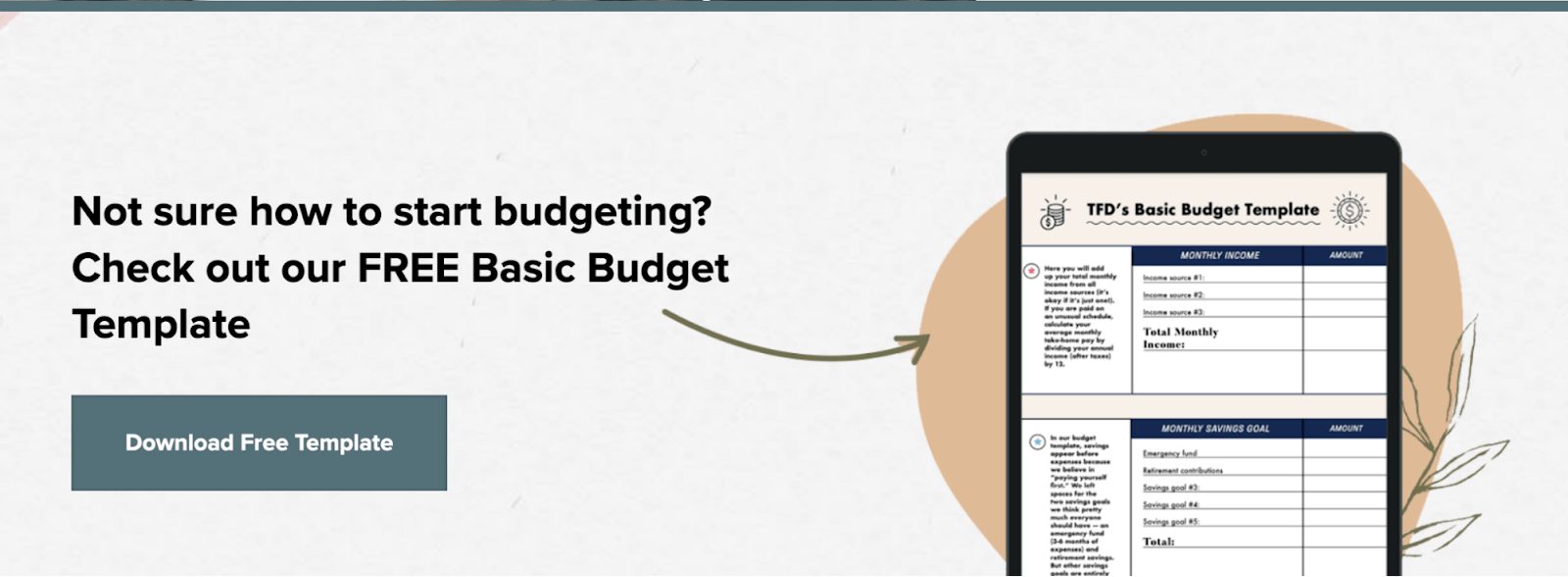 Page to download free basic budget template 