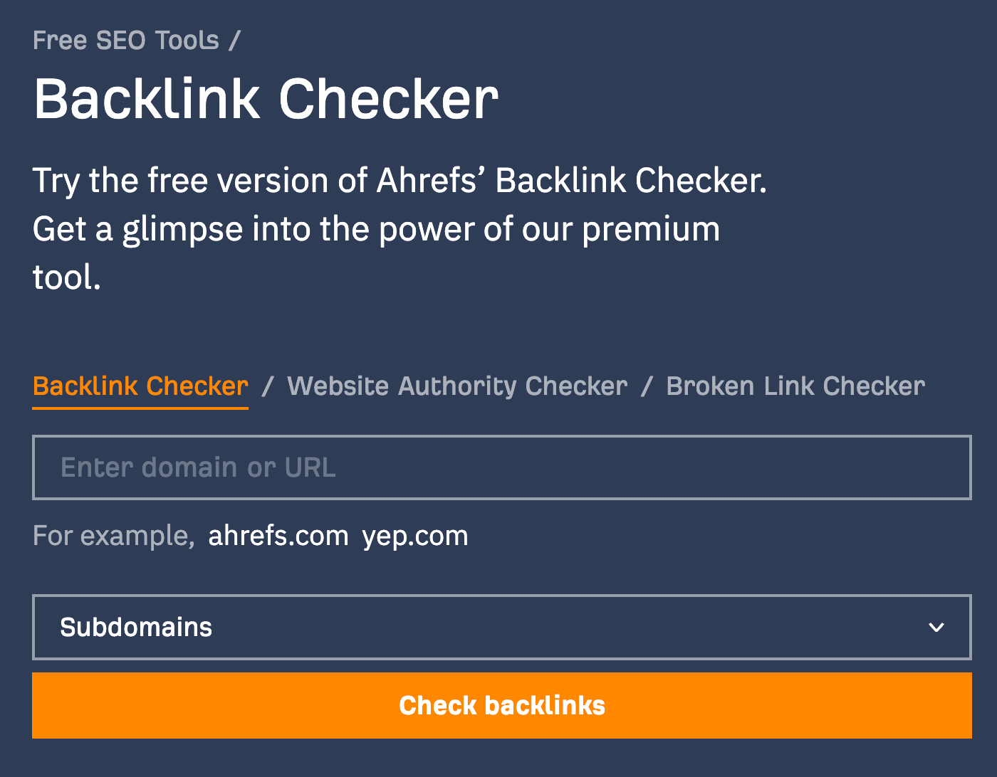 Ahrefs free backlink checker