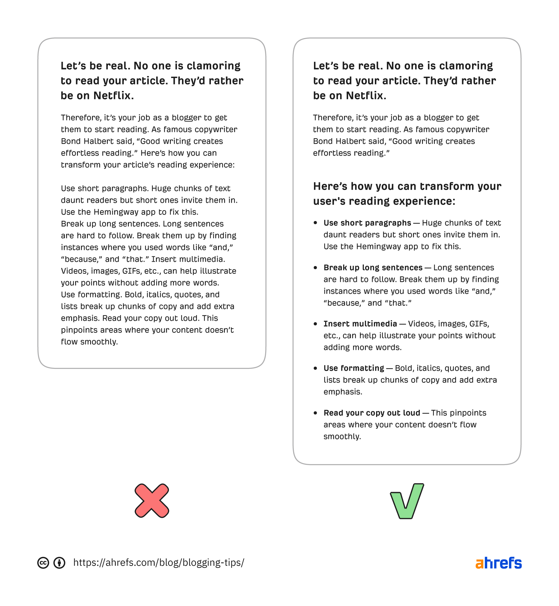 Messy vs. neat content