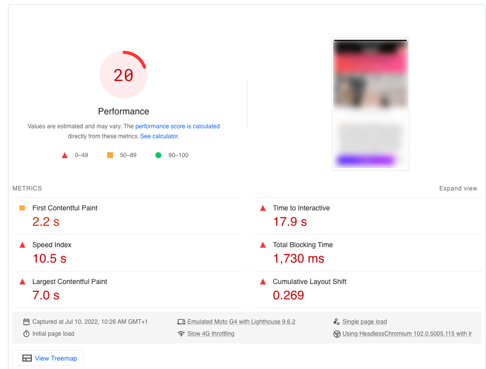 Page speed performance
