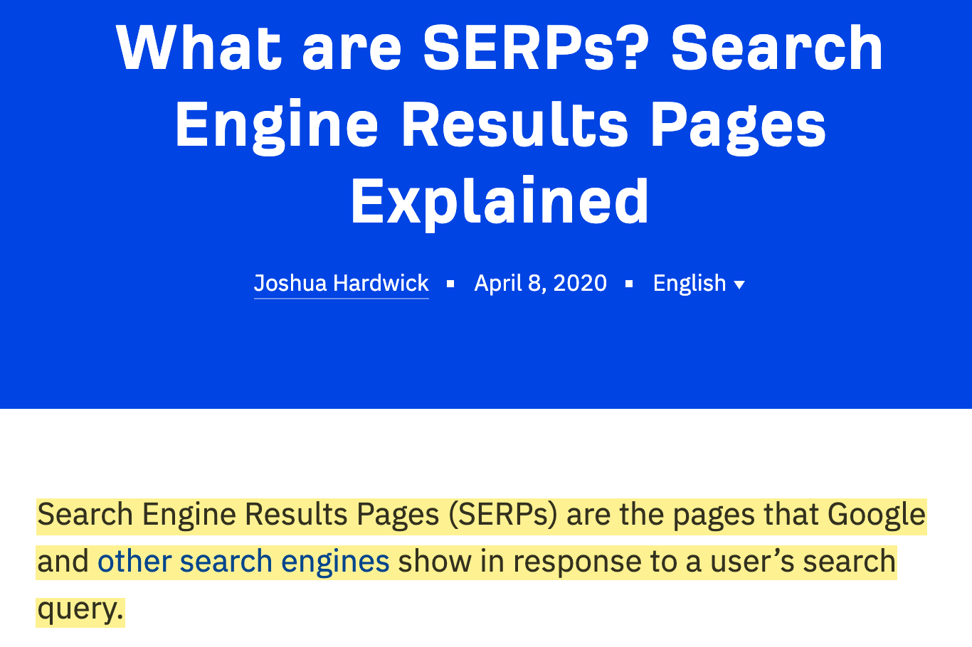 Ahrefs blog post on "what are SERPs"