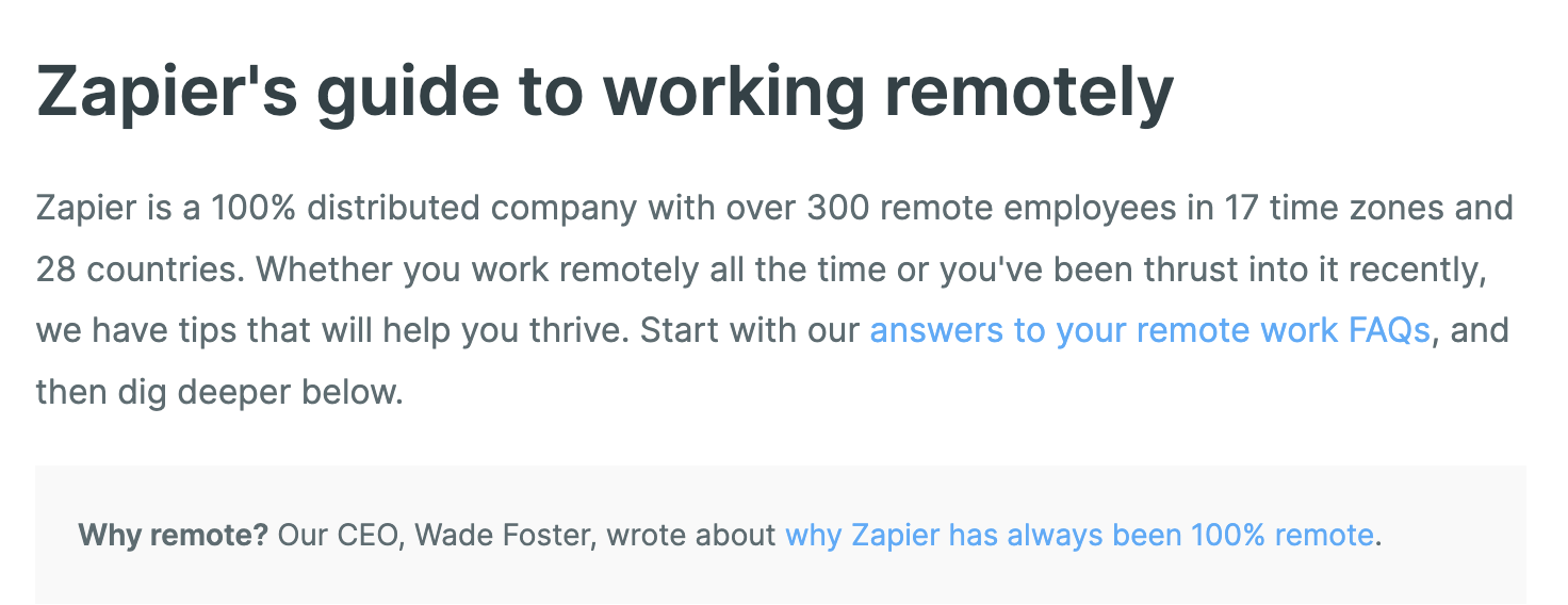 Excerpt of Zapier's guide to working remotely
