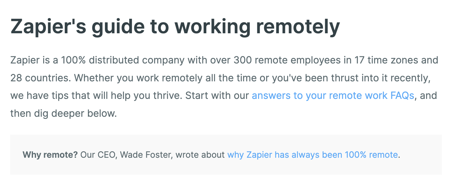 Trecho do guia do Zapier para trabalhar remotamente
