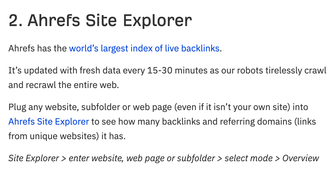 Mention of our tool, Site Explorer, in our blog post
