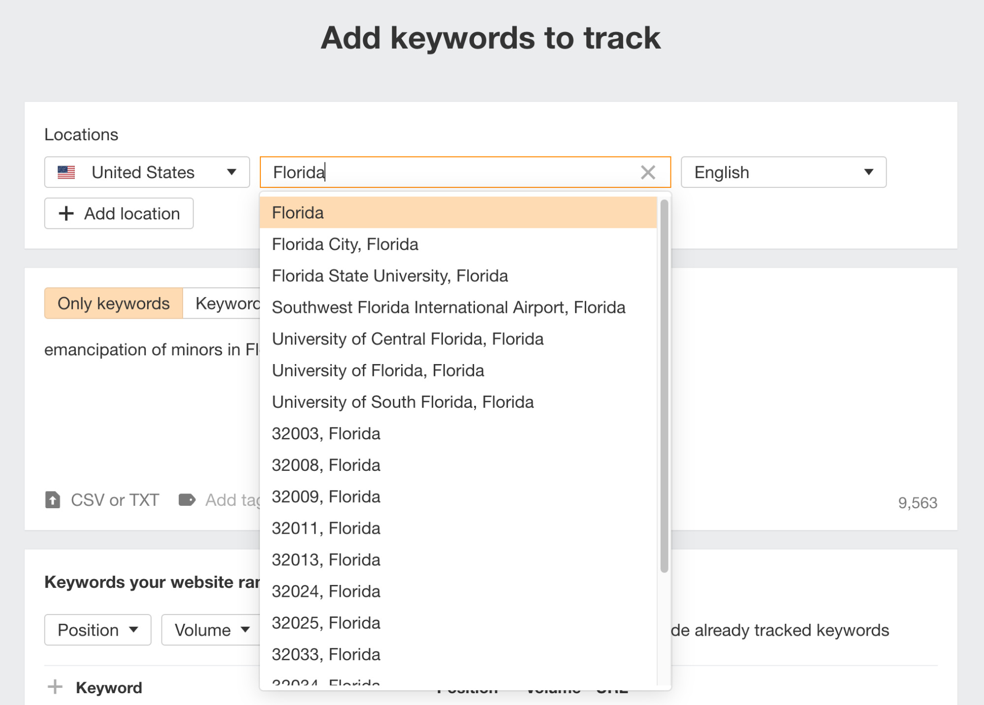 Configurando o rastreamento de classificação local no Rastreador de classificação