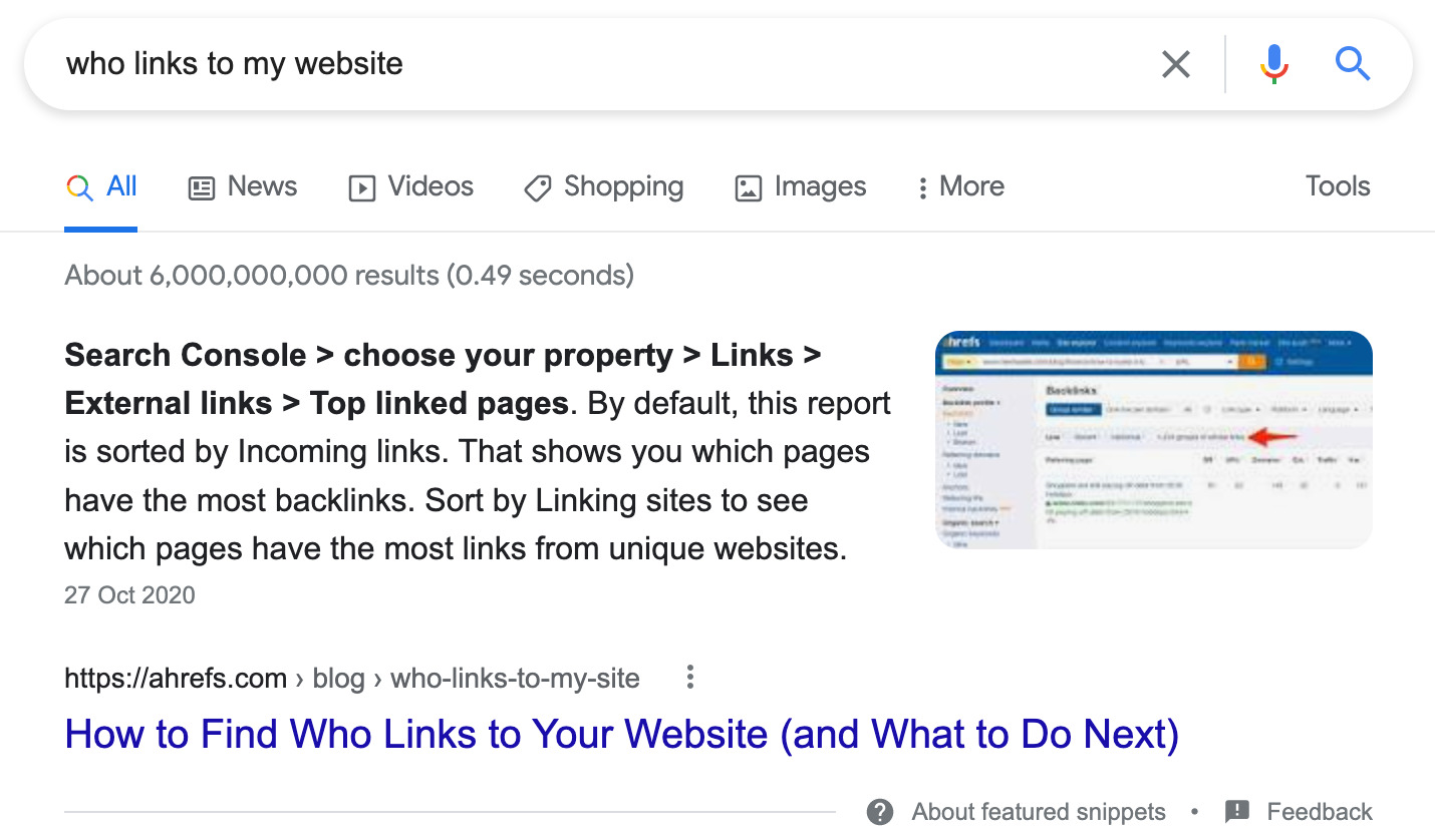 An example of a featured snippet on the SERP
