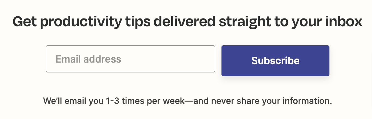 Zapier's newsletter sign-up form